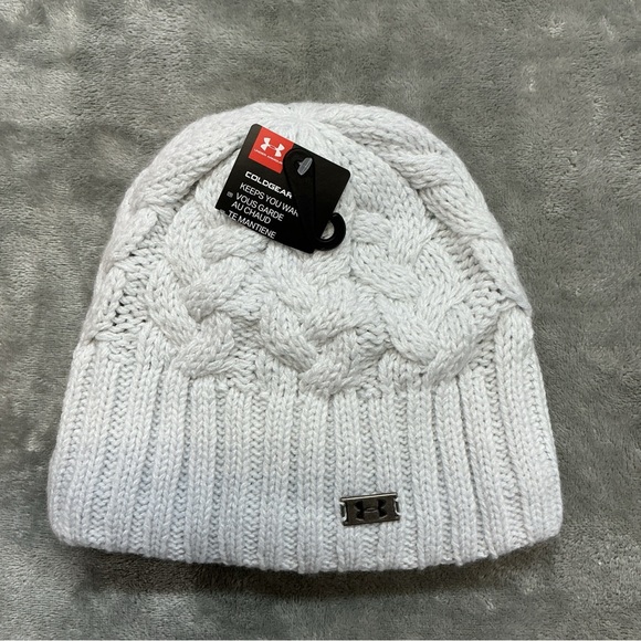 under armour Cable knit beanie hat Womens fleece lined gray one size NEW - Picture 10 of 10